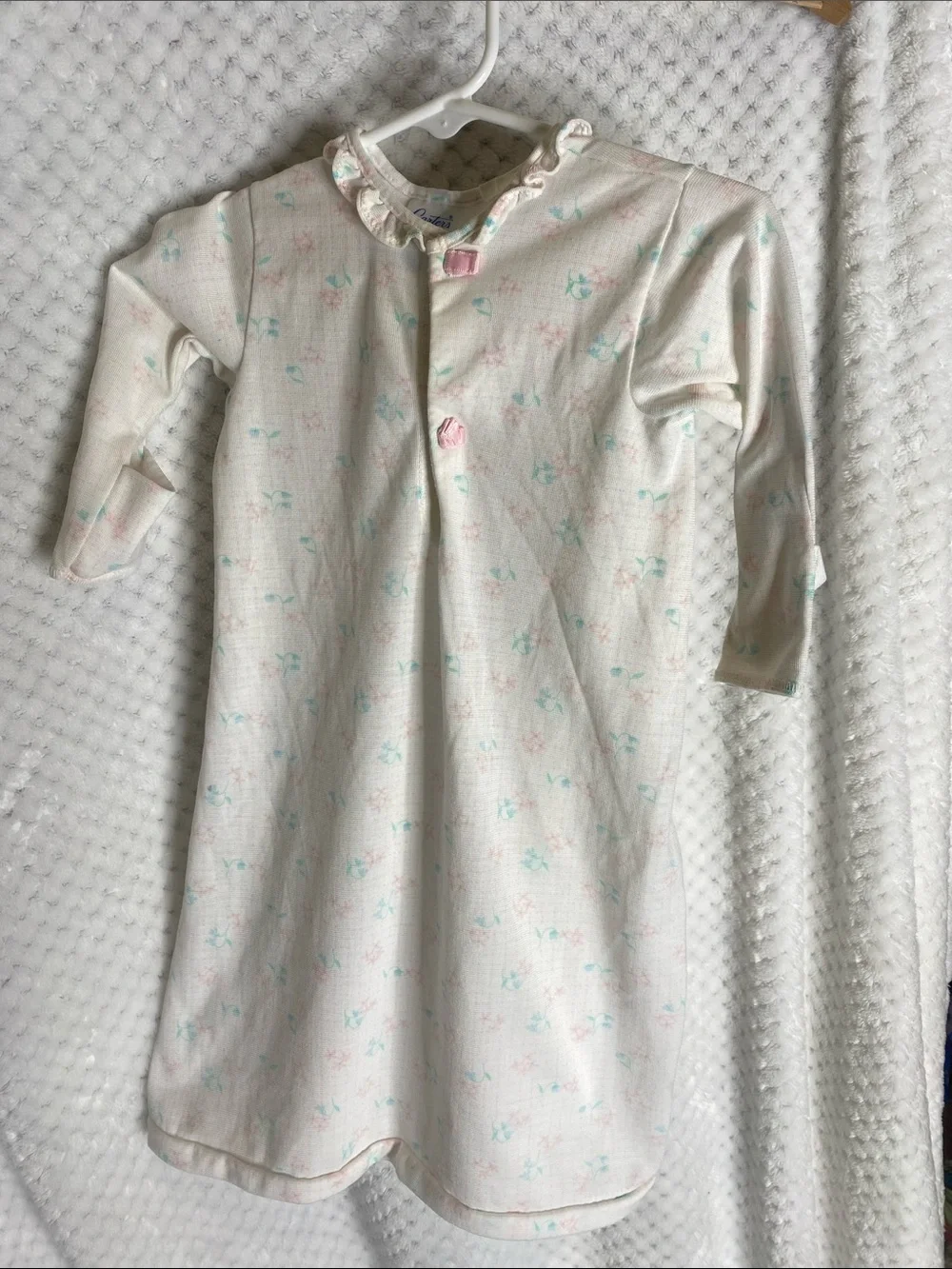 Very Vintage Carter's layette gown and over shirt Set with Pink and Mint Accents